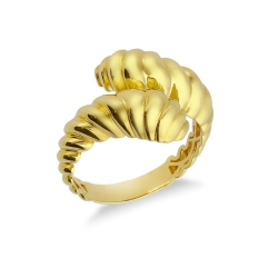 Anillo tu y yo contrarié en oro amarillo 18k con torsión escalonada