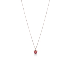 Collar en oro rosa con colgante corazón y circonitas