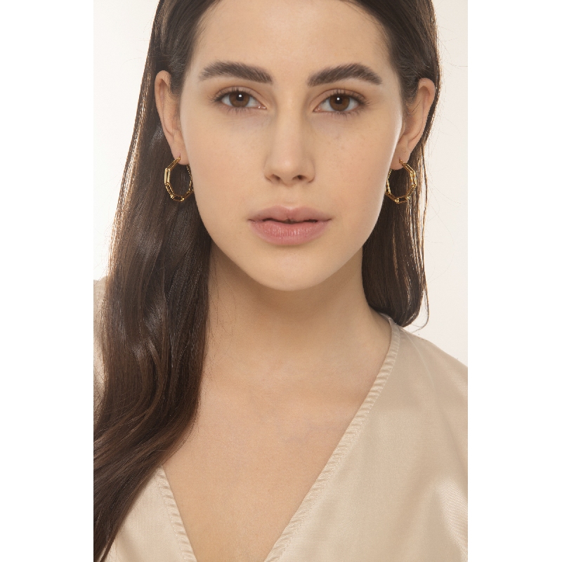 Aros fantasía en oro amarillo 18 quilates