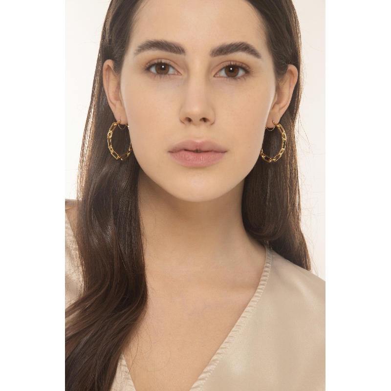 Pendientes de aro paper clip en oro amarillo de 18k