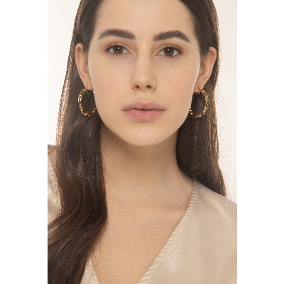 Pendientes de aro paper clip en oro amarillo de 18k