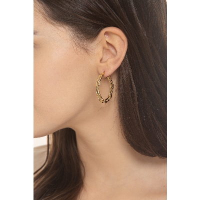 Pendientes de aro paper clip en oro amarillo de 18k