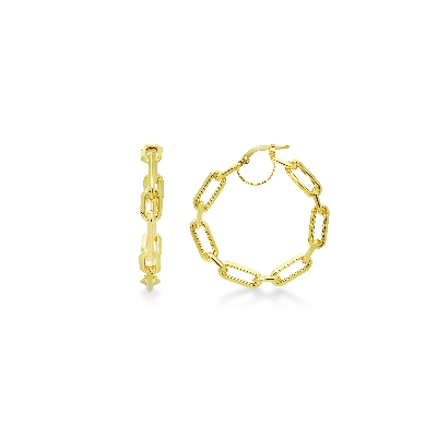 Pendientes de aro paper clip en oro amarillo de 18k