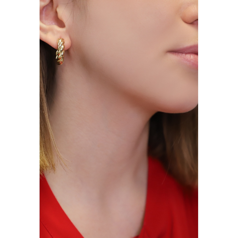 Aros trenzados en oro amarillo 18k