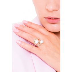 Anillo tu y yo en oro rosa 18k con perlas y diamantes 2