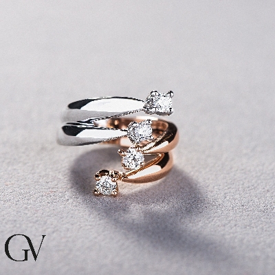 Anillo tu y yo Contrarié en Oro Blanco 750 con Diamantes