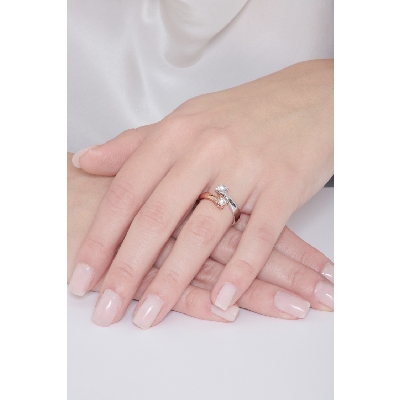 Anillo Duo en Oro Blanco y Rosa 18k con Diamantes