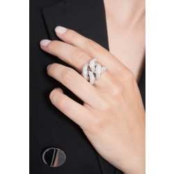 Anillo nudo Gourmette en oro blanco de 18 quilates con diamantes 2