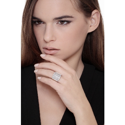 Anillo siete filas oro blanco 18k con diamantes