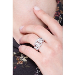 Anillo gourmette en oro blanco 18 quilates y diamantes 2
