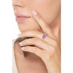 Anillo oro blanco 18k con 5 amatistas ovaladas y diamantes 2
