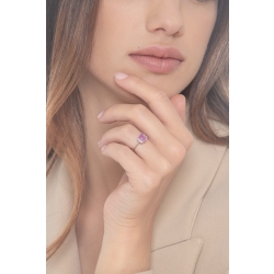 Anillo de oro blanco de 18 quilates con zafiro rosa 2