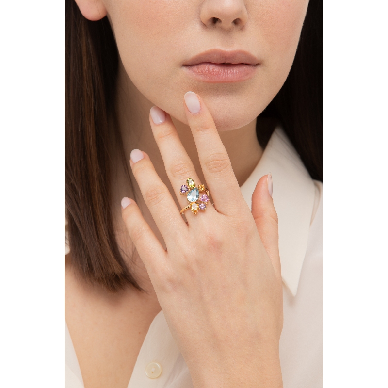 Anillo multicolor en oro amarillo de 18k Anillo multicolor en oro amarillo de 18k
