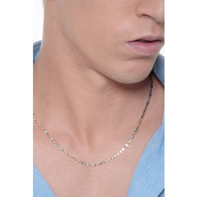 Cadena oro blanco y amarillo de 18 quilates, 50 cm