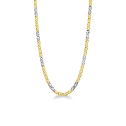 Elegante collar en oro blanco y amarillo 18k, 50 cm