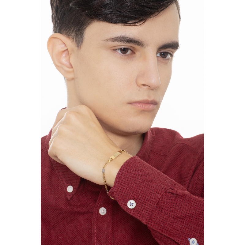 Pulsera oro amarillo y blanco de 18 quilates grabable Pulsera oro amarillo y blanco de 18 quilates grabable