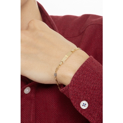 Pulsera oro amarillo y blanco de 18 quilates grabable