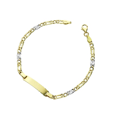 Pulsera oro amarillo y blanco de 18 quilates grabable