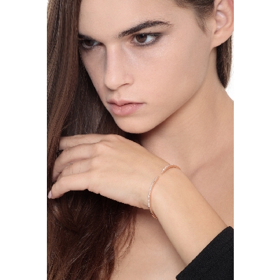 Pulsera de muelle en oro rosa 18k con diamantes brillantes