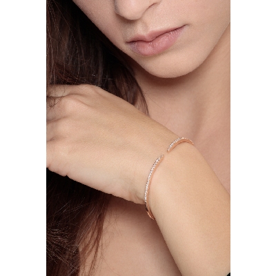 Pulsera de muelle en oro rosa 18k con diamantes brillantes