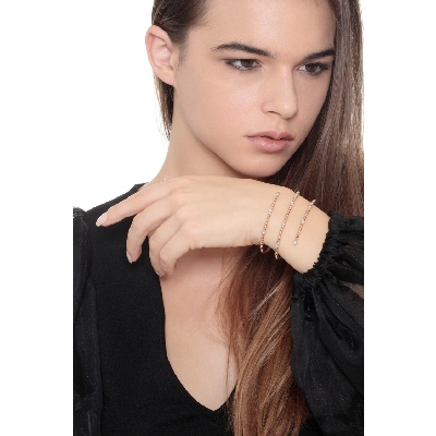 Pulsera de muelle 3 vueltas de oro rosa con diamantes