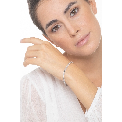 Pulsera tennis de tres hileras con brillantes oro 18k