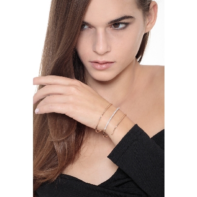 Pulsera de Resorte en Oro Rosa y Blanco 18K con Diamantes 