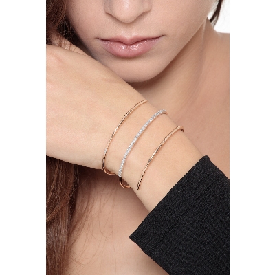 Pulsera de Resorte en Oro Rosa y Blanco 18K con Diamantes 