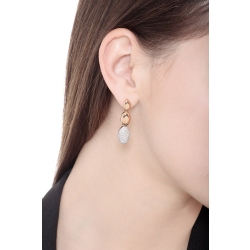 Pendientes ovalados en oro blanco y rosa 18k con pavé de diamantes 2