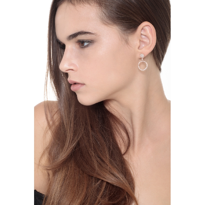 Aros en oro rosa de 18k con diamantes mujer