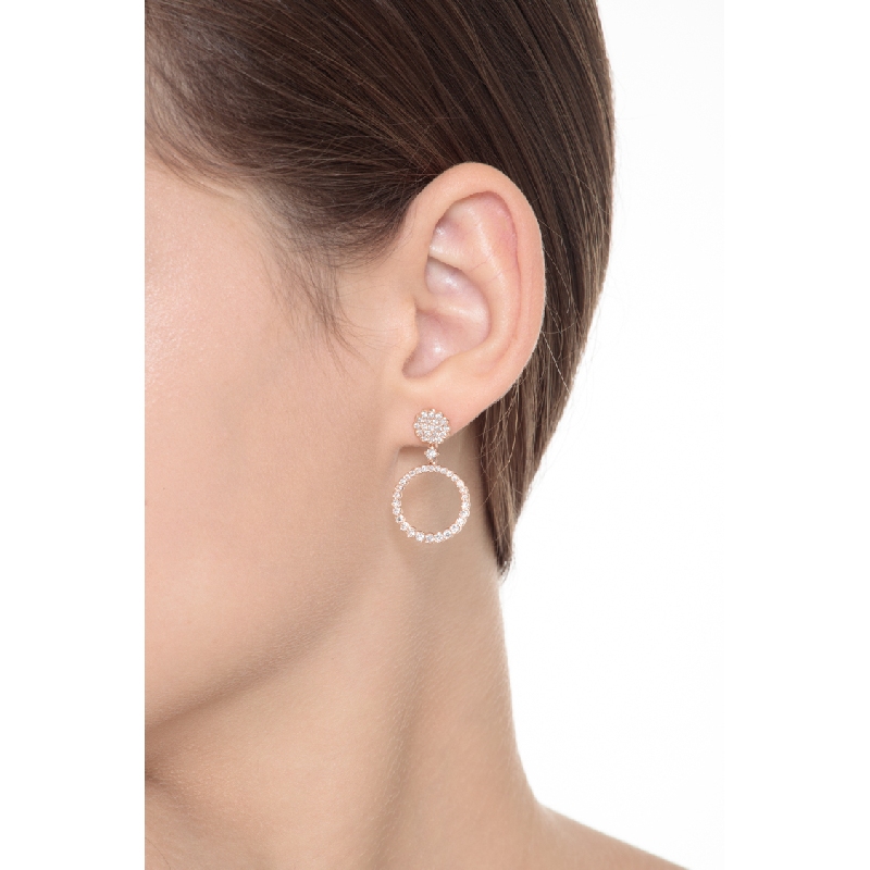 Aros en oro rosa de 18k con diamantes mujer