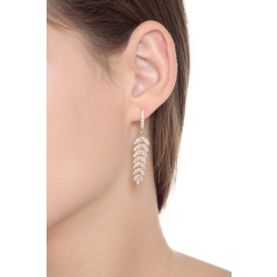 Pendientes colgantes pluma en oro rosa 18k con diamantes 2