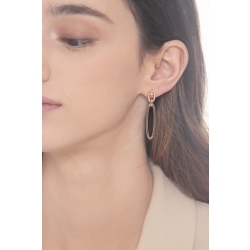 Pendientes en oro rosa de 18k con colgantes ovalados y diamantes 2