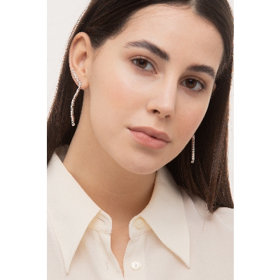 Pendientes tennis colgantes en oro blanco 18k con diamantes