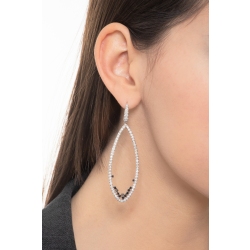 Pendientes ovalados en oro blanco con diamantes blancos y negros, 68 mm 2