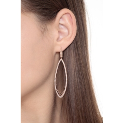 Pendientes ovalados en oro rosa 18k con diamantes y diamantes negros 2