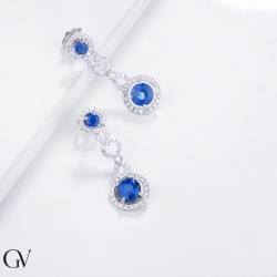 Pendientes colgantes en oro blanco 18k con zafiros y diamantes 2