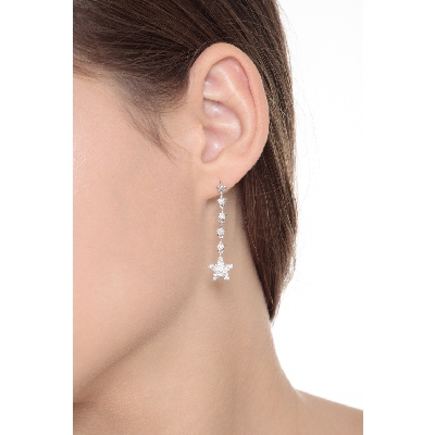 Pendientes con estrellas en oro blanco de 18k