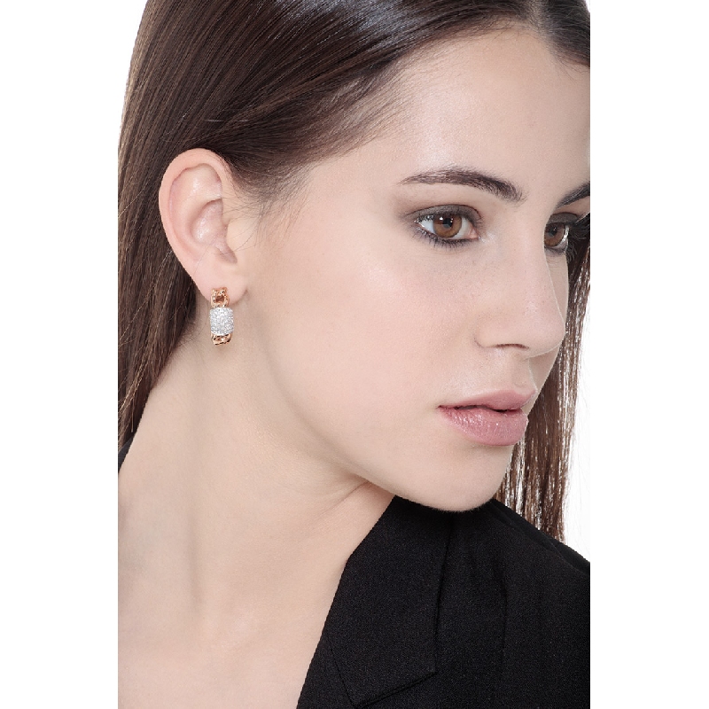 Pendientes groumette en oro blanco y rosa 18k con diamantes