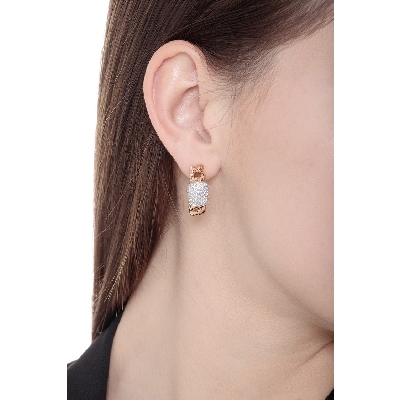 Pendientes groumette en oro blanco y rosa 18k con diamantes