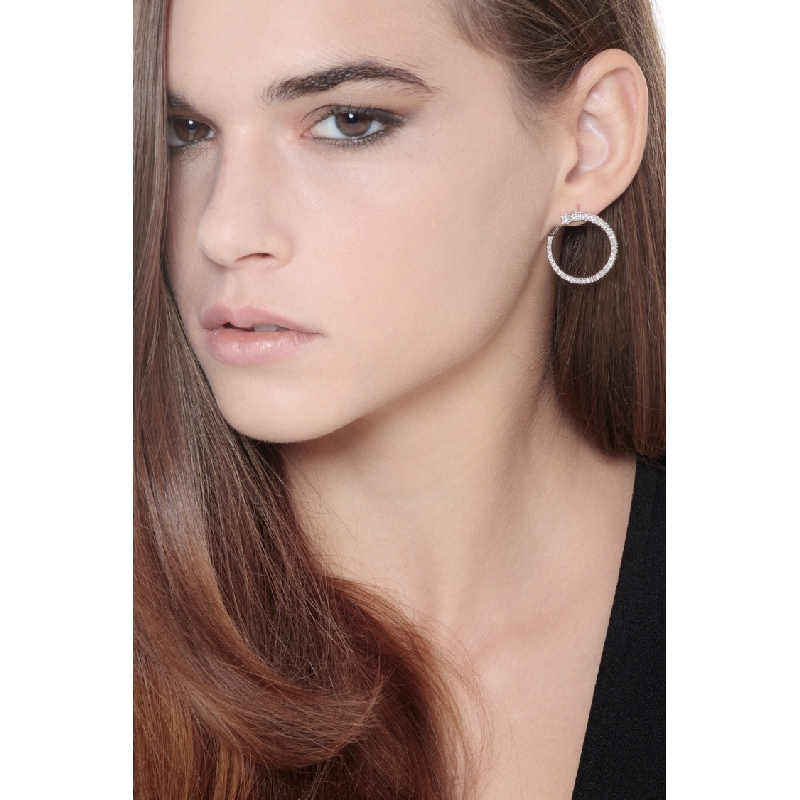Pendientes aro oro blanco 18k con diamantes