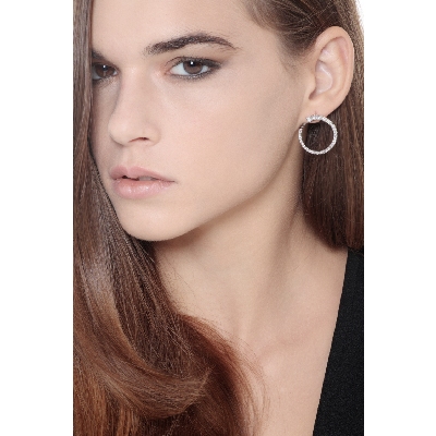 Pendientes aro oro blanco 18k con diamantes