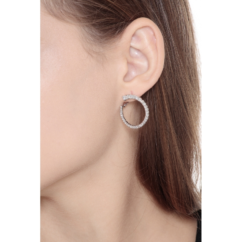 Pendientes aro oro blanco 18k con diamantes