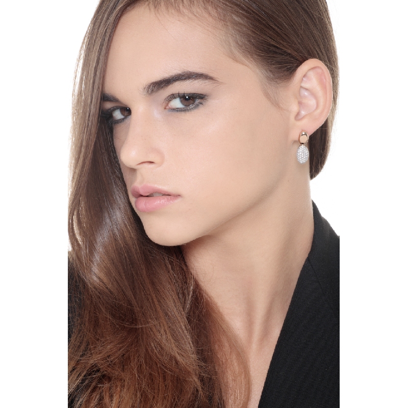 Pendientes en oro blanco y rosa 18k con pavé de diamantes