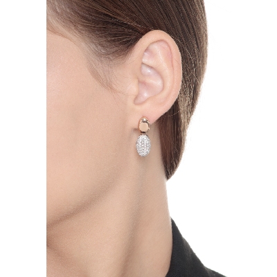Pendientes en oro blanco y rosa 18k con pavé de diamantes