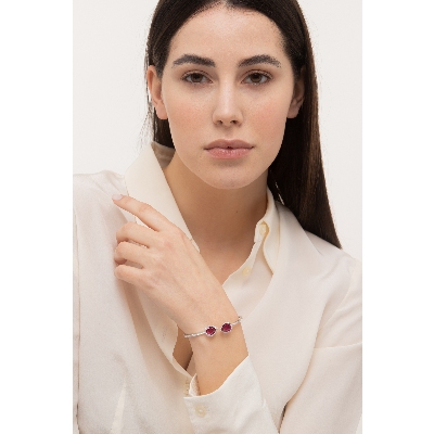 Pulsera en Oro Blanco 18k con Rubies gota y Diamantes