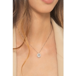 Collar en oro blanco 18k con aquamarina ovalada y diamantes 2