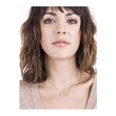 Collar corazón con colgante en oro blanco 18k y diamantes