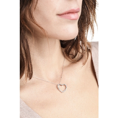 Collar corazón con colgante en oro blanco 18k y diamantes