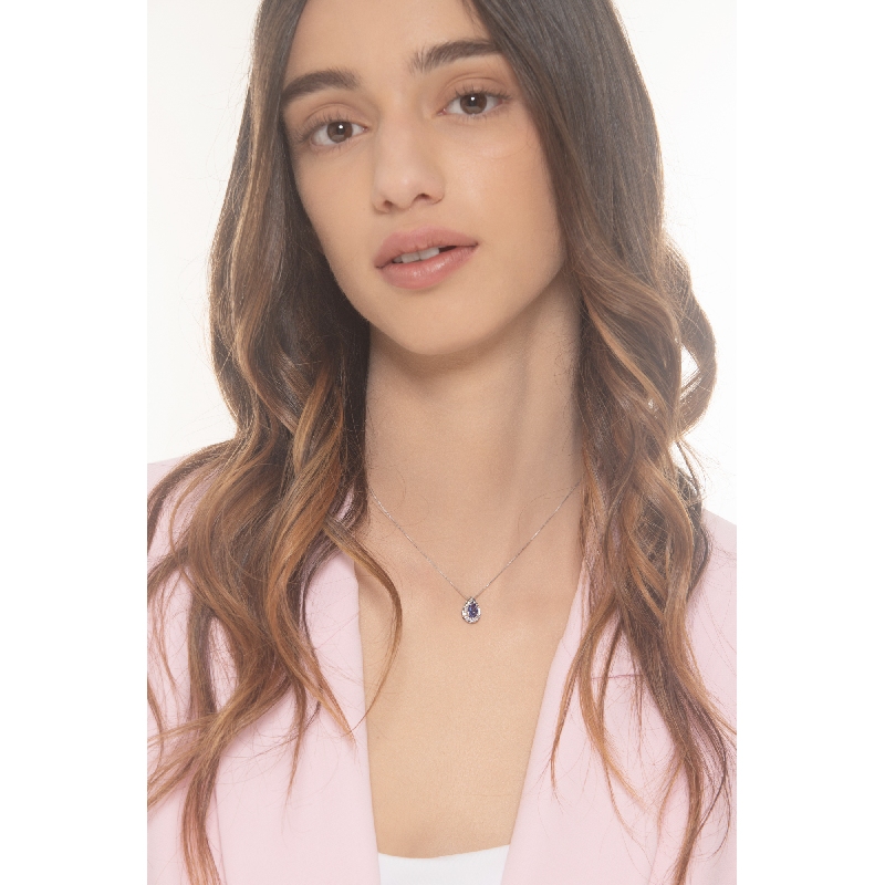 Collar con colgante de oro blanco de 18 quilates tanzanita  Collar con colgante de oro blanco de 18 quilates tanzanita
